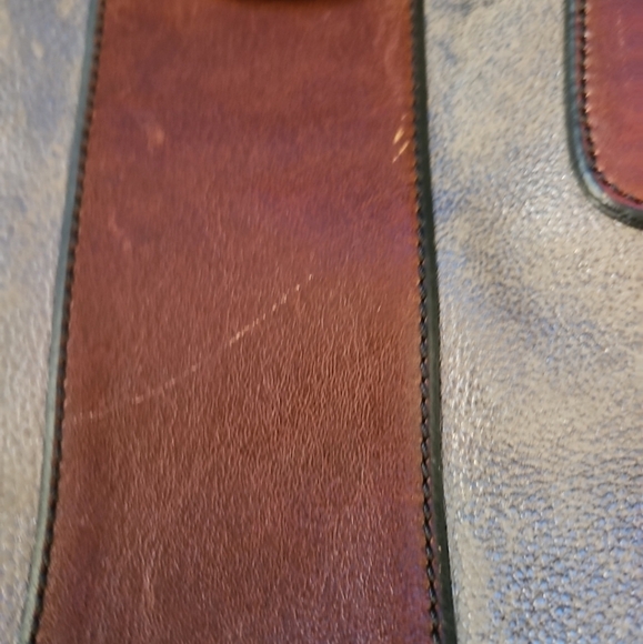 Fossil Long Live Vintage Gray And Brown Crackled Leather Reissue Bag - Picture 15 of 15